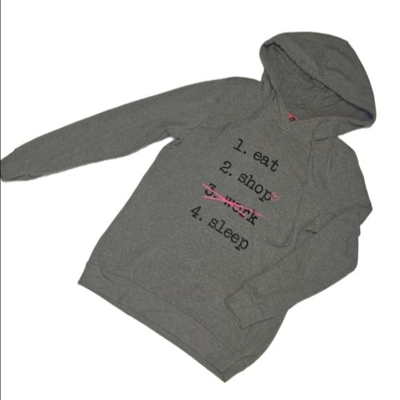 Joe Boxer Tops - Y2K Joe Boxer "Eat Shop Sleep" Graphic Hoodie Long Sleeve Tshirt Medium